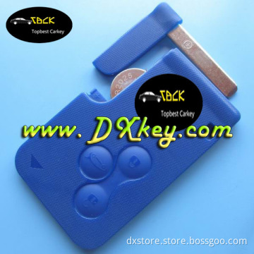 Blue color 3 buttons 433 mhz renault megane remote key with uncut emergency key D46 chip for renault megane card key